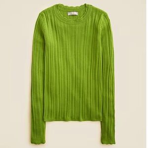 J Crew Layered Pointelle Sweater-tee in Merino Wool size XS in Peridot Green NWT